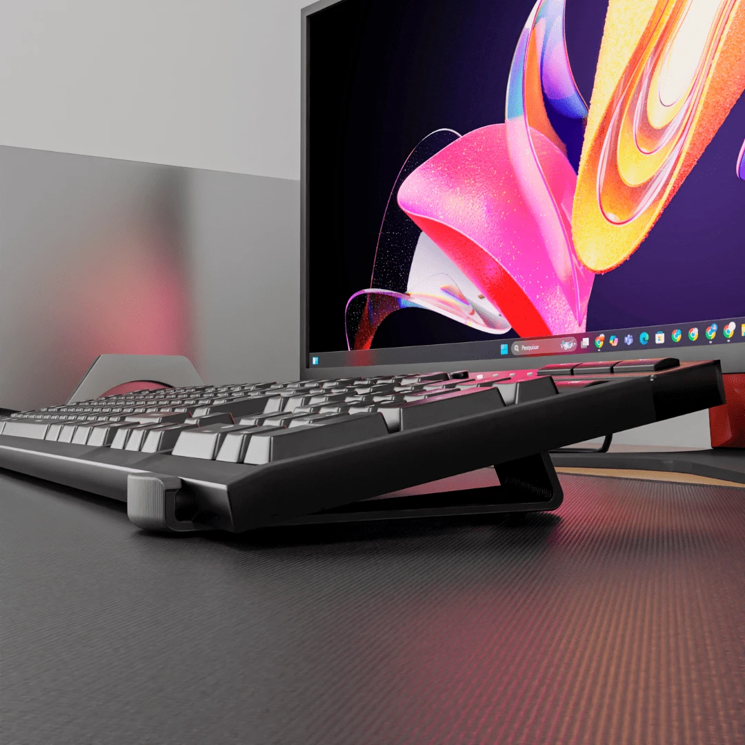 Apoio para Teclado Universal - Suporte de Teclado. Em 3D - Preto - Visão 1
