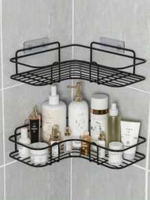 1 buc. Raft organizator de baie fără găurire, raft de depozitare pentru duș montat pe perete pentru toaletă, șampon, decor de bucătărie, casă, baie, decor de toamnă, înapoi la școală