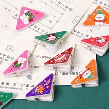 6 chiếc kẹp giấy hình tam giác Giáng sinh hoạt hình dễ thương để ghi chú, tài liệu và hồ sơ, thích hợp sử dụng cho trường học và văn phòng - Nhiều màu - Xem 6