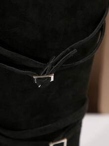 Giày bốt cao đến đầu gối, gót mỏng, mũi nhọn thời trang bằng da lộn, dành cho nữ, mùa thu và đông 2024 - màu đen - Xem 7