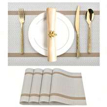 12/6/4/1 Pc Placemats PVC Place Mats, Washable, Easy To Clean, Wipe, Anti-Slip, Heat Resistant, For Kitchen Table Indoor/Outdoor Dining Table Mats For Camping, Festival, Wedding, Party