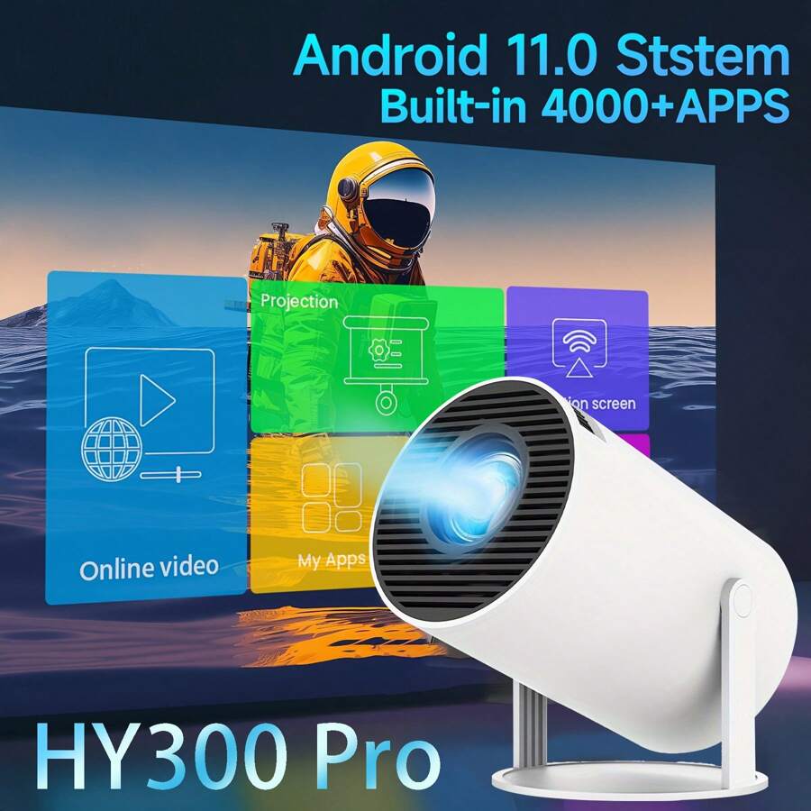 Máy chiếu không dây di động 4K Android 11.0 1080P 720P 200ANSI cho gia đình và ngoài trời với góc chiếu có thể điều chỉnh 180 độ, Máy chiếu HD 200ANSI 1080P, Máy chiếu gốc 1280*720P, Rạp chiếu phim di động tại nhà, Tương thích với HD, USB, AV, Điện thoại thông minh, Máy tính xách tay, Dành cho Giải trí tại nhà và Sử dụng tại Văn phòng