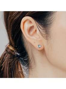 1 Cặp Hoa tai đính đá Zirconia xanh 6mm và S925 cho phụ nữ trong cuộc sống hàng ngày hoặc tiệc tùng - Đơn giản và phong cách - Xem 3