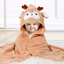 1 pièce Serviette de bain à capuche avec motif animal visage, unisexe. Serviette de bain à capuche unique pour nouveau-né avec design animal. Super doux peignoir de bain à capuche en polaire pour bébé. Serviette à capuche quatre-saisons pour tout-petit