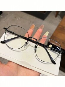 1pc Ladies Highly Attractive Level Student Light Round Face Display Face Flat Flat Light Mirror Plain Frame,School And Computer Reading Gaming TV Phones Glasses Accessories For Women