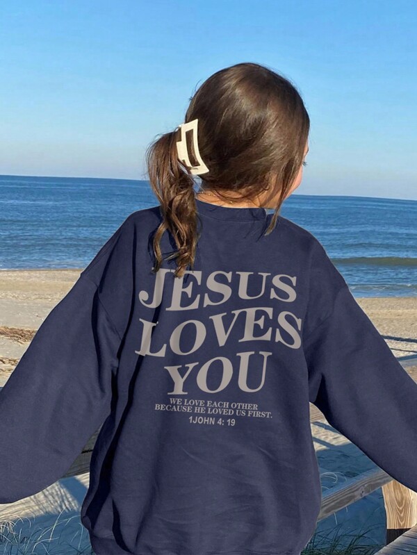 1pc Girls Teens Casual Printed Pullover Crew Neck Hoodie, Autumn/Winter Student Young Apparel Long Sleeve Top - Crew Neck Hoodie Showcases Each Child's Unique Style