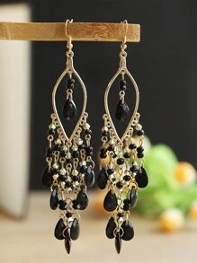 1 Cặp Hoa tai trang sức nữ, Hoa tai mặt dài hình bướm đen đeo hàng ngày, Món quà tuyệt vời cho bạn bè - màu đen - Xem 5
