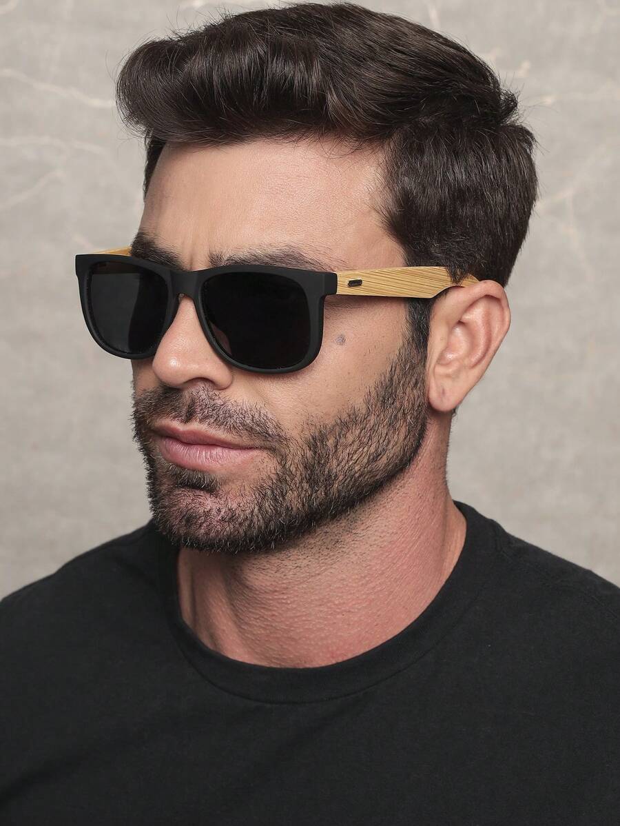 SQUARE SUNGLASSES FOR MEN AND WOMEN, SPRING-LOADED BAMBOO IMITATION, UV400 LENS - ỐNG KÍNH PHÂN CỰC MADELA ROD - Xem 1