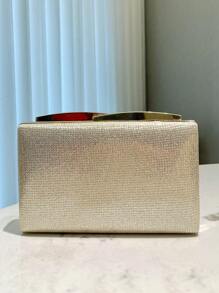 1pc Gold Glitter Clutch Purse, Elegant Handbag For Party Evening Gown, Suitable For Party, Formal Events, Wedding, Fashion Statement Chain Shoulder Bag For Women