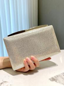 1pc Gold Glitter Clutch Purse, Elegant Handbag For Party Evening Gown, Suitable For Party, Formal Events, Wedding, Fashion Statement Chain Shoulder Bag For Women