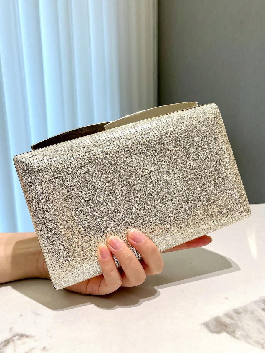 1pc Gold Glitter Clutch Purse, Elegant Handbag For Party Evening Gown, Suitable For Party, Formal Events, Wedding, Fashion Statement Chain Shoulder Bag For Women