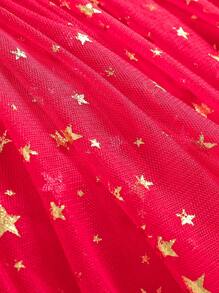 Trang phục Giáng sinh cho bé gái với áo nỉ lưới trang trí hình ngôi sao ngọt ngào - Đỏ - Xem 7