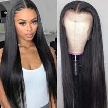 13X4 Long Straight 26 Inch Black Lace Front Wig Lace Front Synthetic Wig Pre-Plucked Hairline Heat Resistant Fiber Hair Silky Straight Wig For Women Cosplay Party Daily Use - màu đen - Xem 7