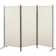 HOMCOM 6' 3 Panel Room Divider, Indoor Privacy Screen For Home, Beige - Apricot - View 9