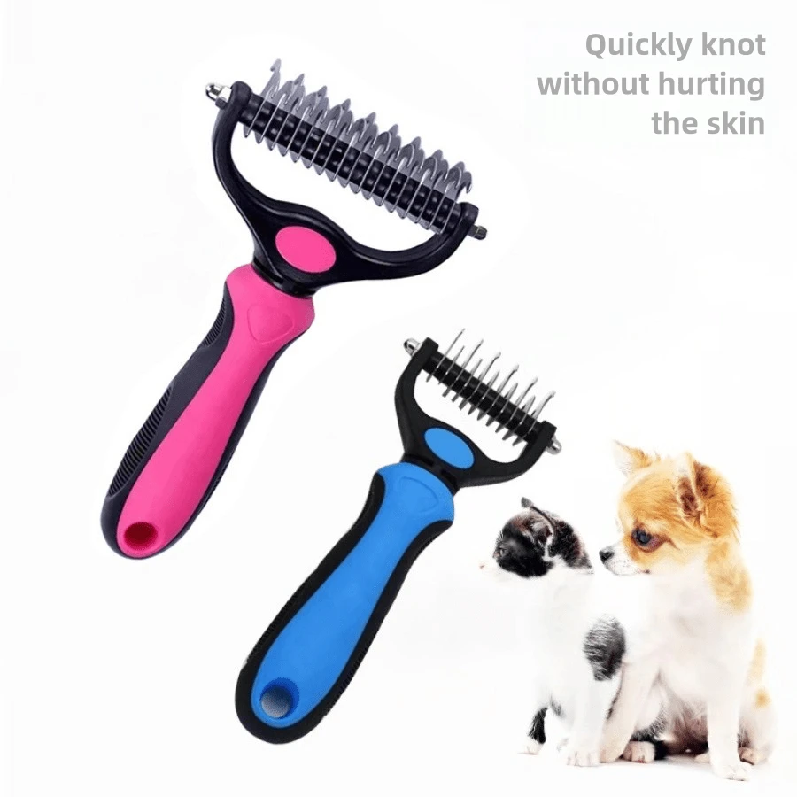 Pet Brush Double Sided Dog & Cat Deshedding Comb Brush For Pet