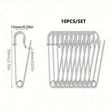 10pcs/Pack Heavy Duty Pins - Super Large, Multipurpose, Suitable For Clothing, Blankets, Home Decor And Crafts - Available In Bronze, Silvery Grey, Black