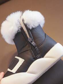 Giày bốt đi tuyết thời trang & thanh lịch cho bé gái, khóa kéo bên hông dễ dàng xỏ vào/tháo ra, giày bốt đế mềm chống trượt nhẹ, thích hợp để mặc hàng ngày, biểu diễn, tiệc tùng, thu đông - màu đen - Xem 8