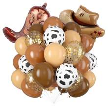 59Pcs Brown Cowgirl Boots Hats Brown Balloons Cow Print Balloons Cowboy Birthday Decorations Western Farm Party 12inch Nude Brown Helium Latex Balloons For Arch Tan Coffee Balloon Farmhouse Country Cowgirl Decor - Coffee Brown - View 1