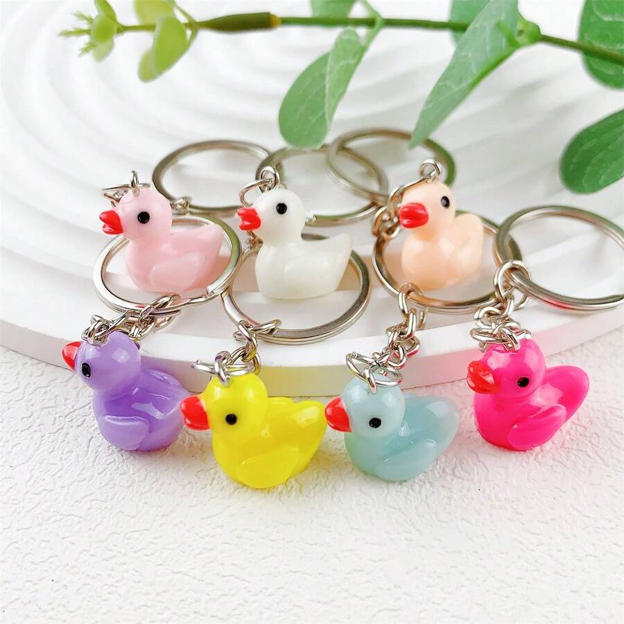7 chiếc móc khóa hình con vịt nhiều màu sắc dễ thương bằng nhựa - Nhiều màu - Xem 1