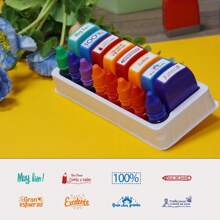 Set de 8 sellos de colores con 8 botellas de tinta de recambio en español, set multicolor, sellos para observaciones de maestros, enseñanza motivadora, conveniente para el aprendizaje en el aula, autoentelintados, con bandeja de almacenamiento, reutilizables, de vuelta a la escuela, útiles escolares - Conjuntos - Ver 4
