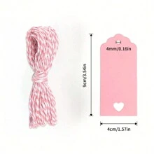 50 piezas Etiquetas de regalo color rosa, etiquetas de regalo con forma de corazón hueco, pequeños regalos de boda, 3.7" X 1.8", etiquetas de regalo de unicolor con cuerdas, adecuadas para bodas, cumpleaños, recuerdos de fiesta