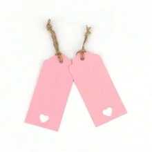 50 piezas Etiquetas de regalo color rosa, etiquetas de regalo con forma de corazón hueco, pequeños regalos de boda, 3.7" X 1.8", etiquetas de regalo de unicolor con cuerdas, adecuadas para bodas, cumpleaños, recuerdos de fiesta