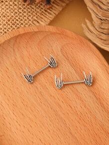 2 件装时尚欧美风格不锈钢轴女士乳头环