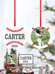 1pc Customized Photo Acrylic Pendant, Personalized Baseball Decoration, Double-Sided And Single-Sided Design, Front Customized Photo, Back Customized With Your Name, Time, Christmas Decoration, Baseball Gift, Christmas Tree Holiday Decoration Pendant, Perfect Christmas Gift For Fans And Enthusiasts Gifts Birthday Graduation