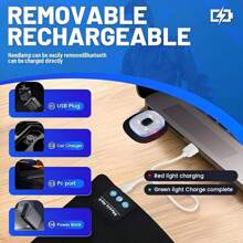 1pc Bluetooth Brimless Poop Hat With Lights, Unisex USB Rechargeable 6 LED Flashlight Hat With Wireless Headphones, Cool Gift For Men, Women And Teenagers, Winter Warm Hat For Outdoor Skiing Hunting Camping Hiking Running Fishing - Multicolor - View 4