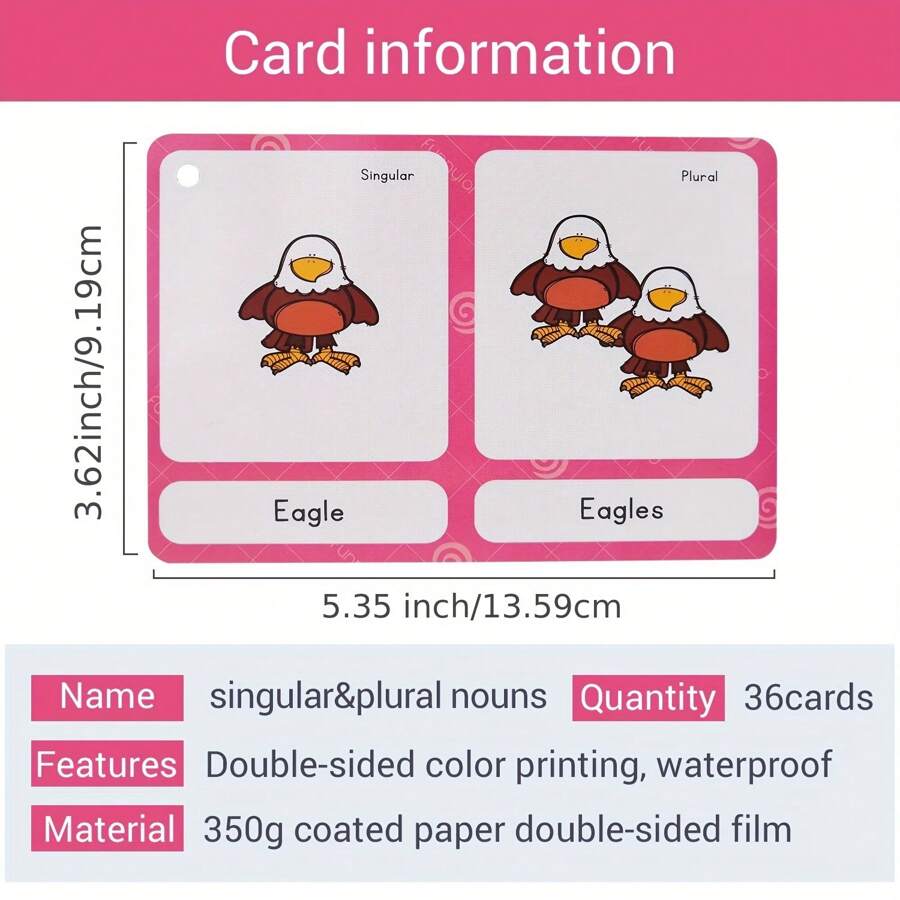 70 Groups Singular And Plural Nouns English Grammar Learning Cards