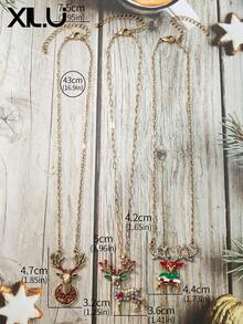 1 件复古风格新款圣诞驯鹿卡通吊坠项链女士 - 聖誕節項鍊 - 查看 6