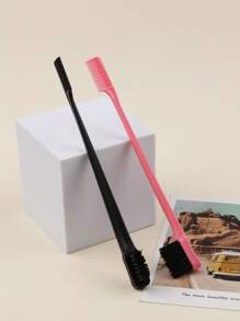 2pcs Double Head Eyebrow Brush -Hair Edge Brush Eyebrow Brush Double Head Brush Hair Styling Accessories Suitable For Barber Salon Uses