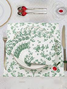 1 Bộ 50-100 tờ giấy lụa in họa tiết lá xanh Giáng sinh, Khăn ăn hai lớp dùng một lần theo chủ đề Giáng sinh cho tiệc lễ, Khăn giấy tiệc ngoài trời, Khăn ăn tiệc, Trang trí hộp khăn giấy, Khăn ăn cocktail, Đồ trang trí tiệc, Khuyến mãi khăn giấy nhà hàng - Khăn ăn lá xanh Giáng sinh - Xem 4