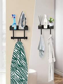 Soporte de pared para tabla de planchar, estante de almacenamiento de tabla de planchar montado en la pared, adecuado para la lavandería, juego de plancha y tabla de planchar, con gran espacio de almacenamiento