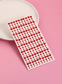 Miếng dán đá quý giả hình trái tim màu đỏ lớn dùng để trang trí mắt/mặt, trang điểm tiệc theo chủ đề/lễ hội âm nhạc - Đỏ - Xem 3