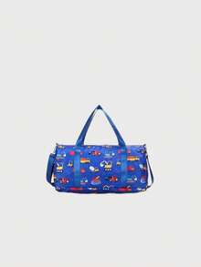 1 túi du lịch thường ngày họa tiết hoạt hình, túi đựng đồ tập yoga/bơi lội dung tích lớn có ngăn đựng ướt và khô, túi xách thể thao - Màu xanh lam - Xem 5