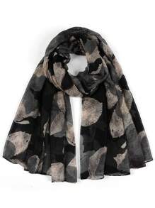 1pc Floral Print Casual Elegant Lightweight Business & Party Polyester Chiffon Scarf, Suitable For Spring, Summer, Autumn And Winter