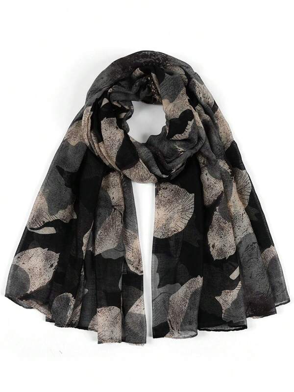 1 Peça Echarpe de Poliéster Chiffon Elegante e Casual com Estampa Floral, Leve, Adequada para Negócios e Festas, Apropriada para Primavera, Verão, Outono e Inverno