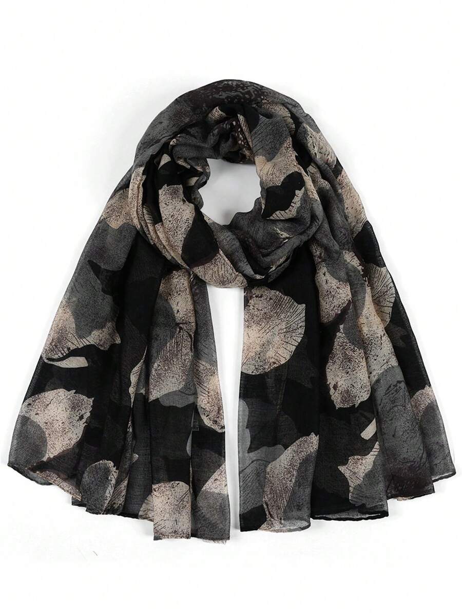 1pc Floral Print Casual Elegant Lightweight Business & Party Polyester Chiffon Scarf, Suitable For Spring, Summer, Autumn And Winter