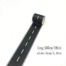 Cartoon Road Track Paper Tape, Road Track Stickers, Railway Highway Tape, Creative Traffic Tape, Traffic Car Game Stickers, Car Tape Track, Easy To Tear And Clean, Creative Toy Room Decor