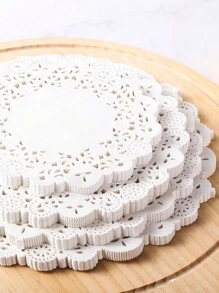 100pcs Anti-Grease Hollow Out Lace Fruit Plate Oil-Proof Paper Mat For Fried Foods Air Fryer Kitchen Air Fryer Liners Air Fryer Paper Airfryer Air Frier - White - View 1