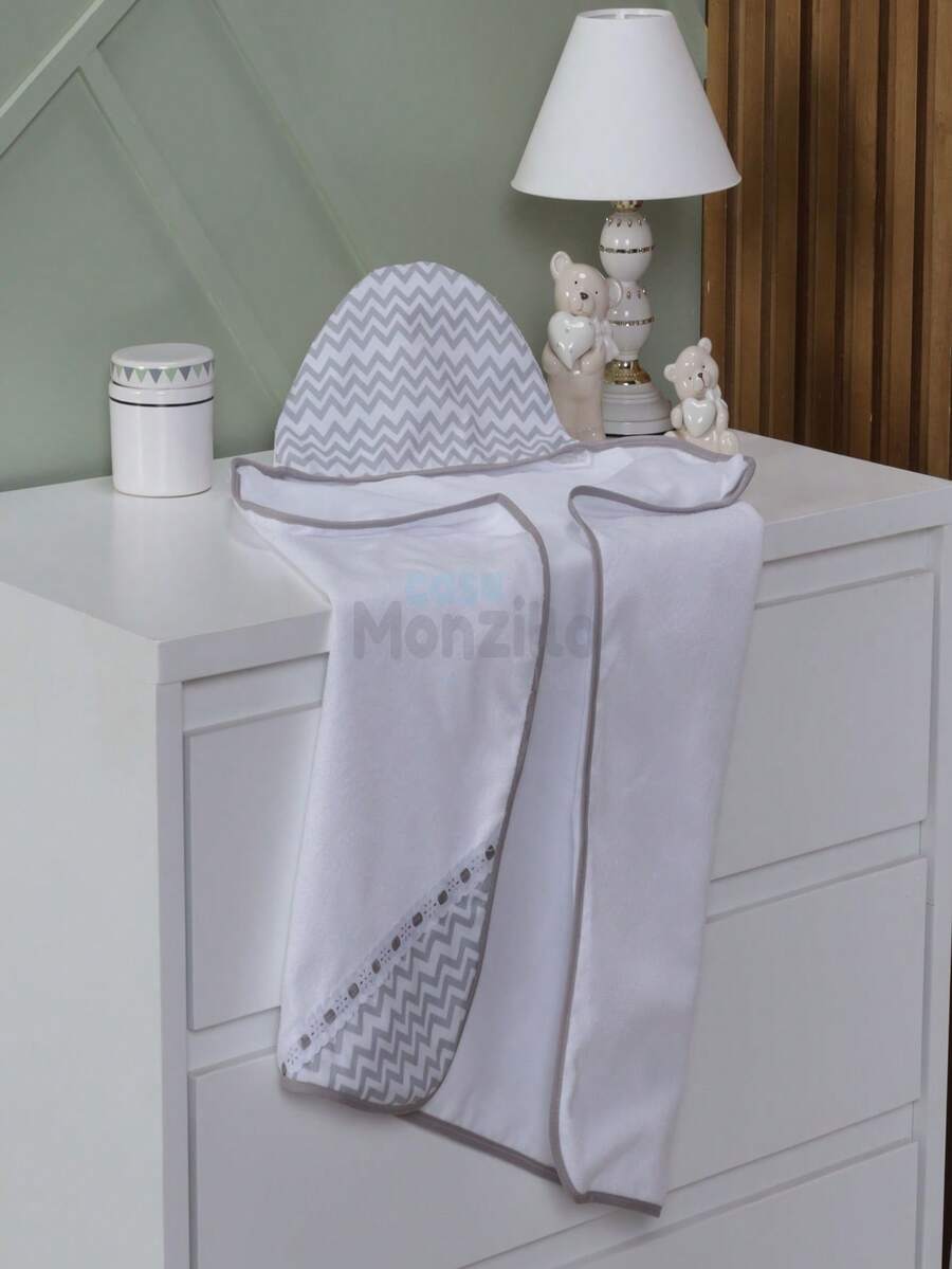 Kit Of 2 Children's Hooded Bath Towels With Prints - 灰色 - 查看 1
