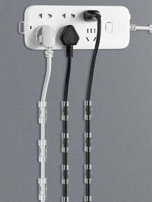 Self Adhesive Cable Organizer Clips, Wire Management Clips For Power Strips, Ethernet Cords, Data Cables - Clear - View 3