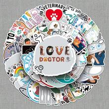 51 miếng dán hình vẽ nguệch ngoạc bảo vệ động vật của phòng khám thú y, trang trí sáng tạo cho máy tính bảng, hộp văn phòng phẩm, cốc nước - Nhiều màu - Xem 1