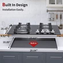 IsEasy WEHIMO 60CM Gas Hob Glass Built-In Hob Gas Cooker 4 Burners Built-In Oven
