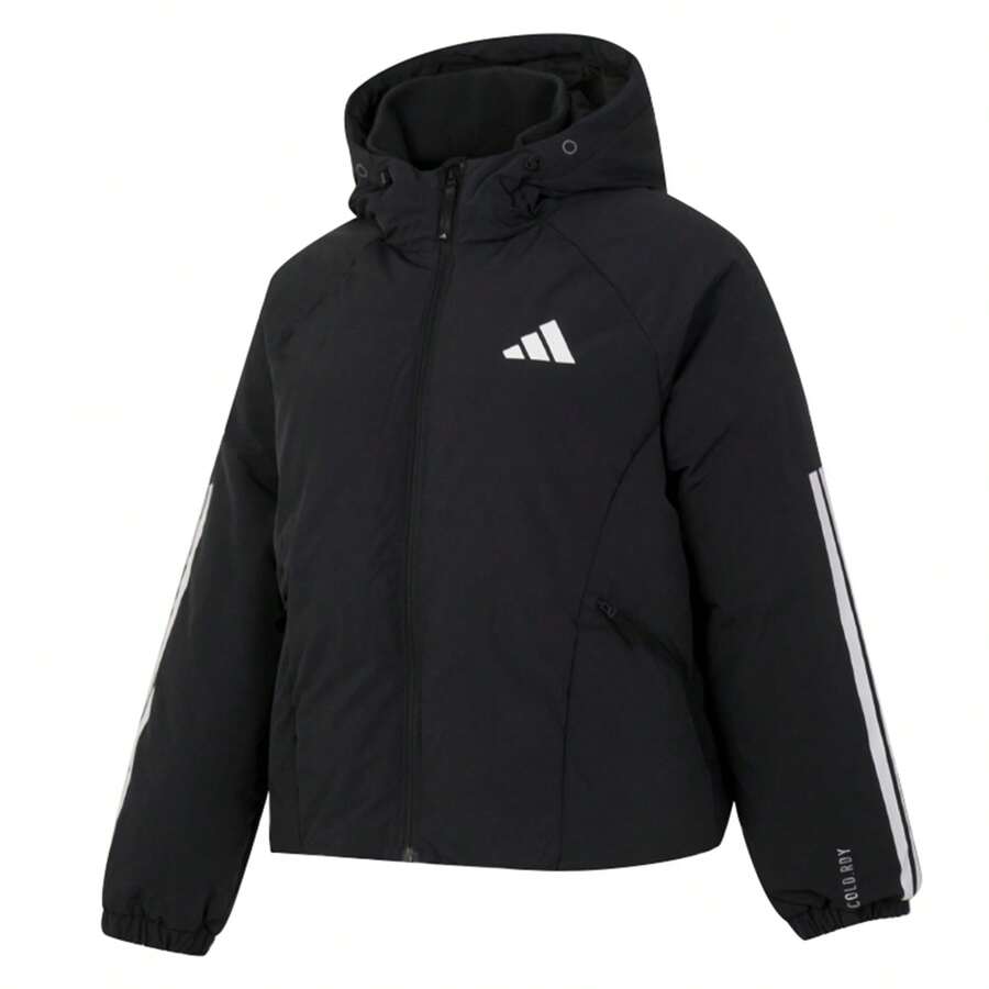 Adidas 女士户外羽绒服，80% 羽绒，20% 羽毛，W PUFFY DOWN J，JG3866 - 黑色 - 查看 1