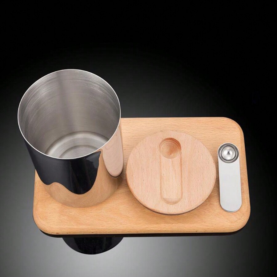 1500ml 304 Stainless Steel Airtight Food Canister With Spoon, Coffee