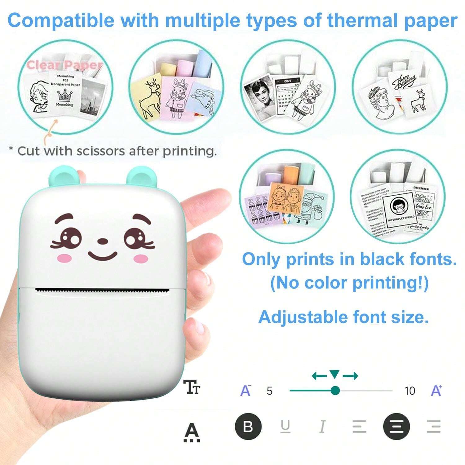 Mini Pocket Printer, Mini Portable Printer, Printing Paper, Mini Photo