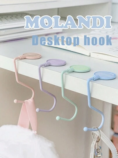 1pc Morandi Color Rotatable Desktop Hook, Backpack Hanger, No Sticky, Elegant Hook, Fashionable Tabletop Hook, No Drilling, Crafted Gift, Easy Carry, Simple Hook, Office Supplies Back To School