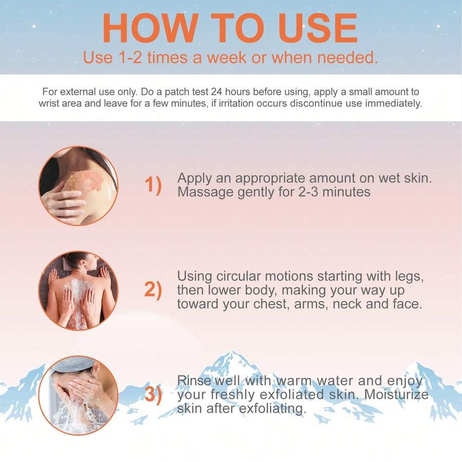 Himalayan Salt Body Scrub, Exfoliates Deep Cleansing Remove Dead Skin